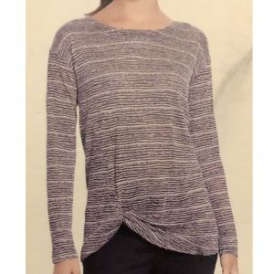 Jones New York Slub Blue Striped Long Sleeved Knot Hem Sweater Plus Size XXL NEW